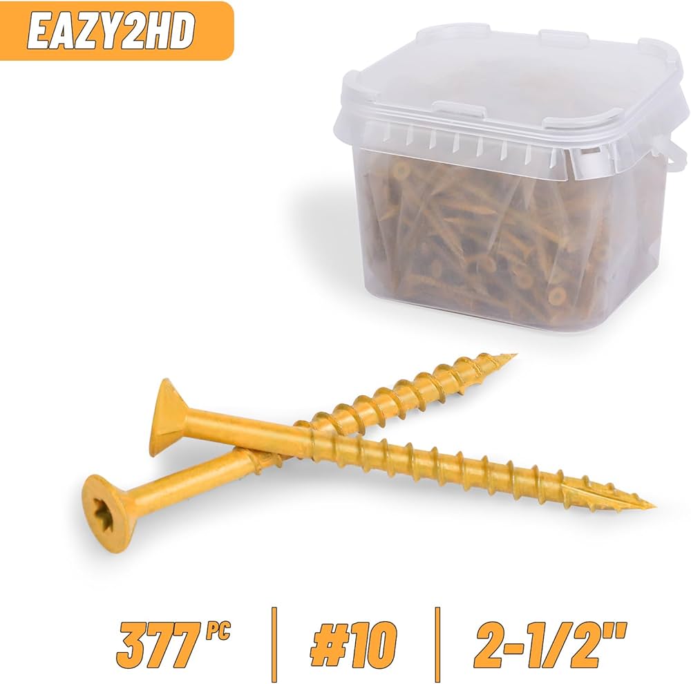Amazon | Eazy2hD 外装木ネジ# 10 x 2-1/2インチ、T25 Star Torx